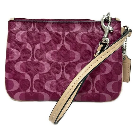 COACH Signature - Pink Light Pink Beige PVC Leather Pouch - Picture 2 of 6